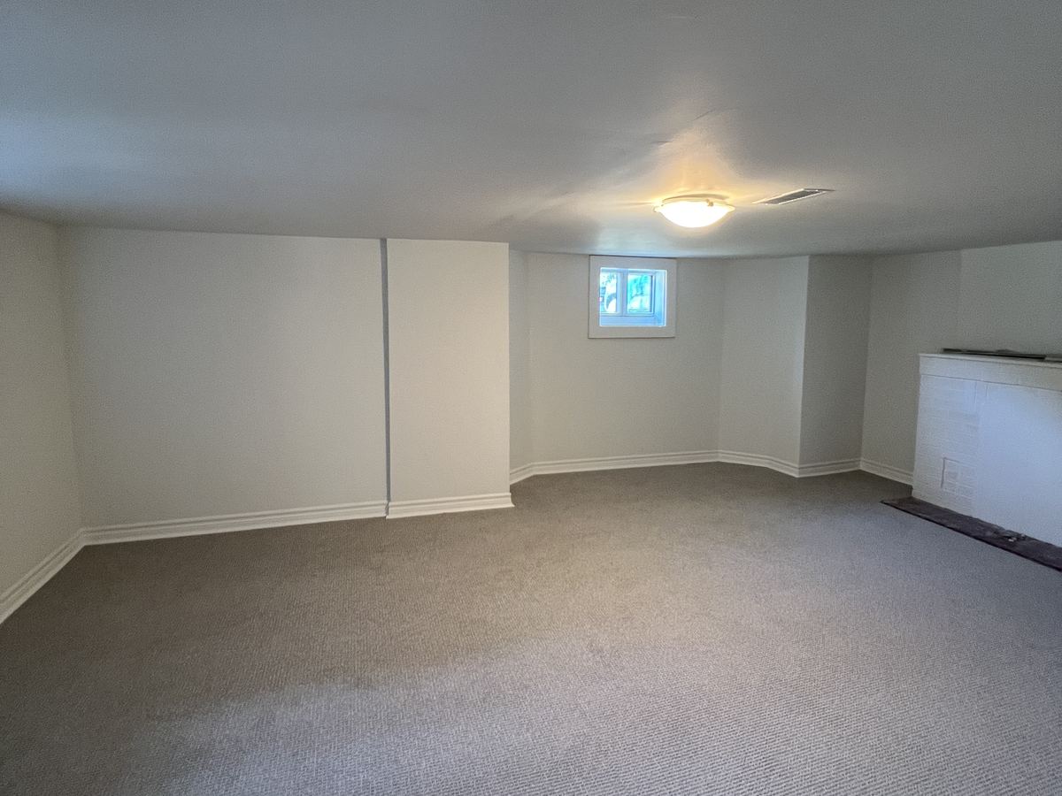 Basement finished with new drywall, paint and carpet